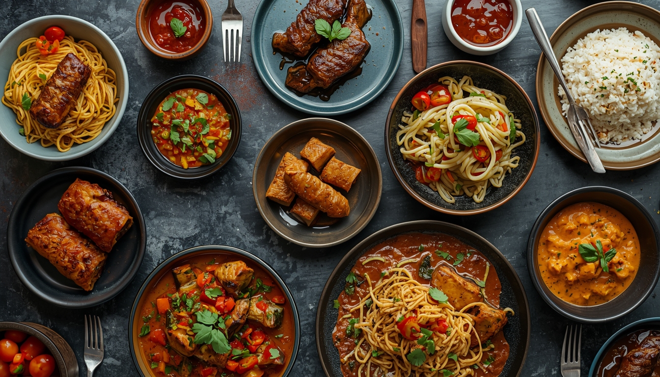 Flexgreenspark shared table with varied small dishes